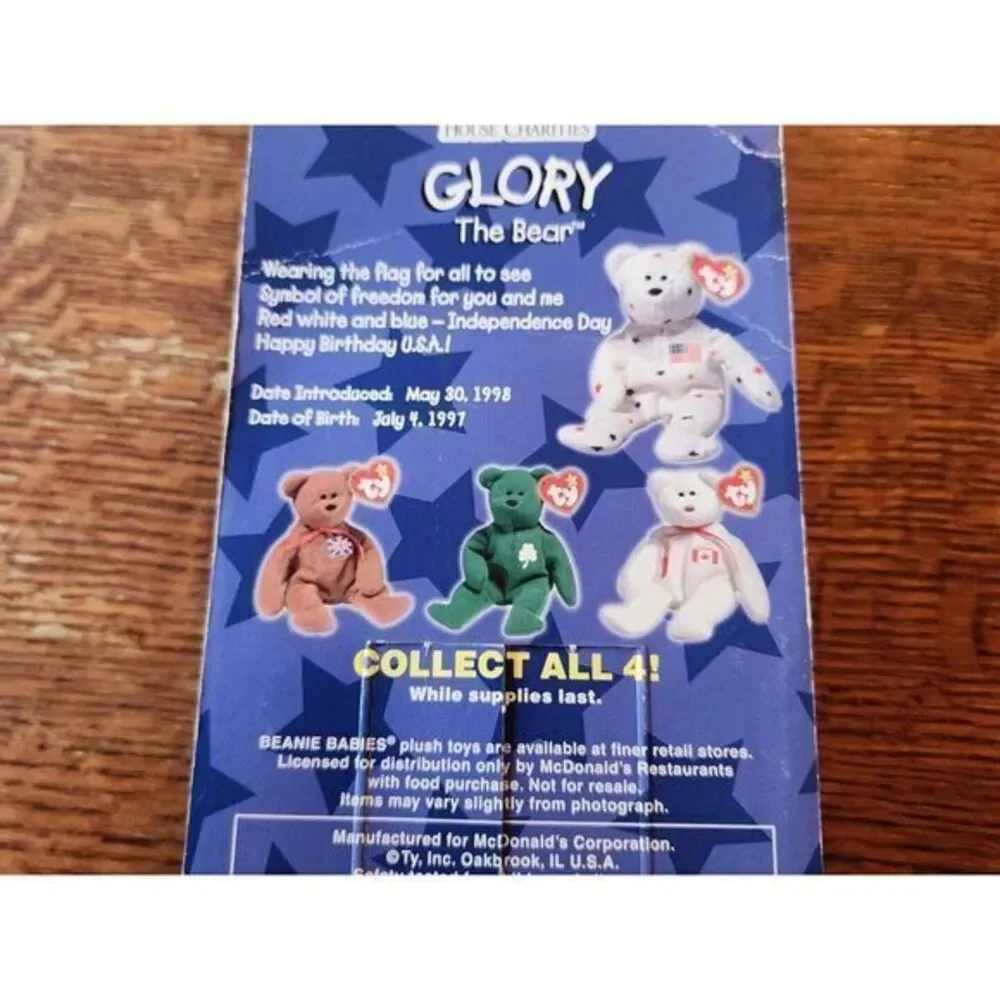 RARE Ty Beanie Babies Glory the Bear Plush Toy‎ rare @ tag Errors
